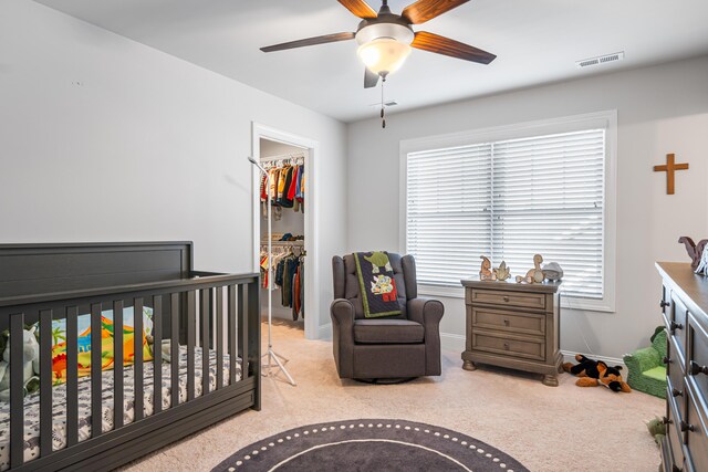 1042 Round Meadow Dr, Christiansburg, VA 24073 - bedroom featuring a spacious closet, carpet flooring, a closet, baseboards, and ceiling fan