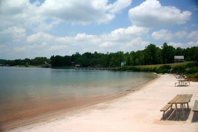 property view of water featuring a wooded view