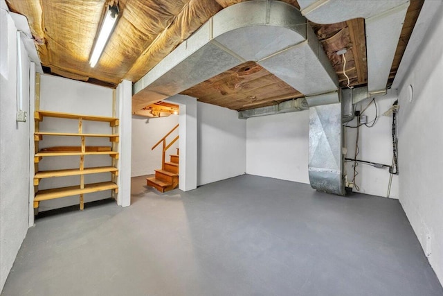 1401 Grove Dr, Pulaski, VA 24301 - unfinished basement with heating unit and stairway