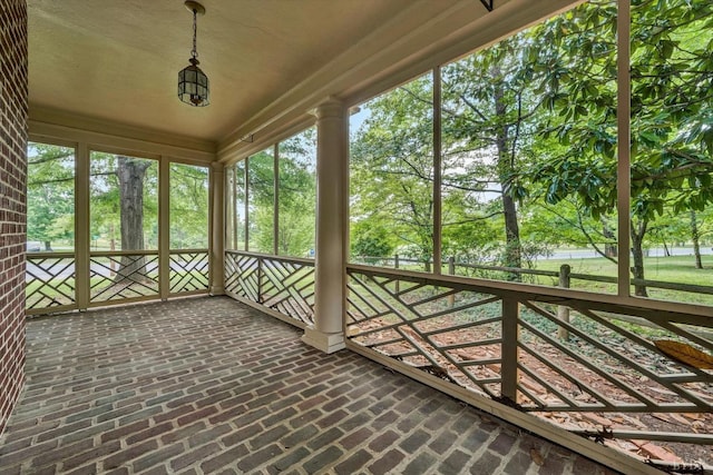 view of unfurnished sunroom