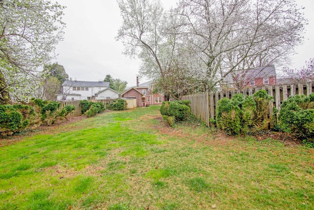 view of yard featuring a fenced backyard