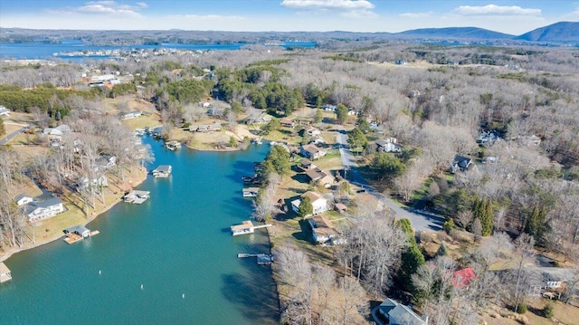 aerial view with a water and mountain view