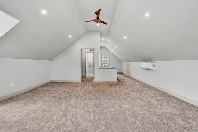 2619 Carolina Ave SW, Roanoke, VA 24014 - additional living space featuring a ceiling fan, vaulted ceiling, light colored carpet, baseboards, and recessed lighting