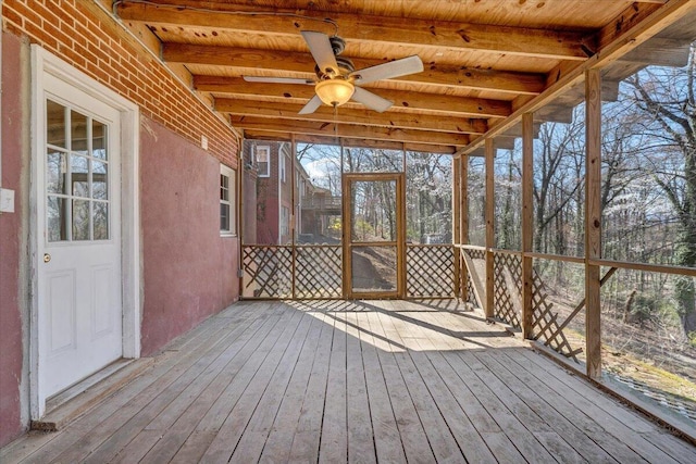 deck featuring a ceiling fan