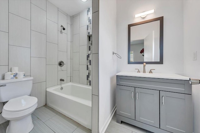 1113 17th St SE, Roanoke, VA 24013 - full bathroom featuring tile patterned flooring, bathtub / shower combination, vanity, toilet, and baseboards