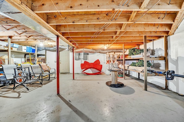view of unfinished basement
