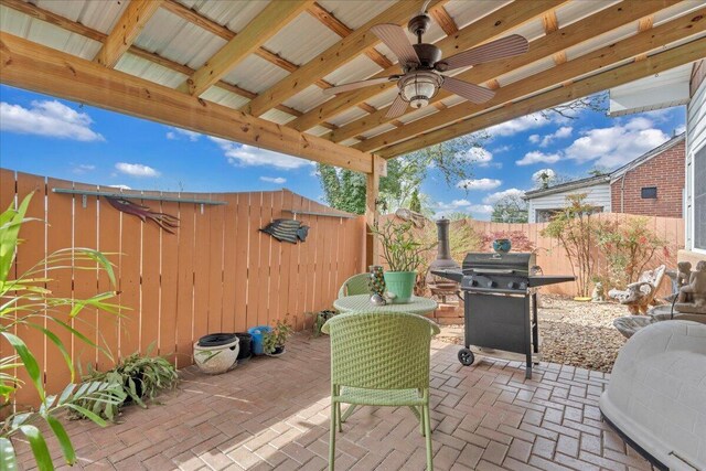 721 Mount Vernon Ave, Salem, VA 24153 - view of patio / terrace featuring a ceiling fan, a fenced backyard, and a grill