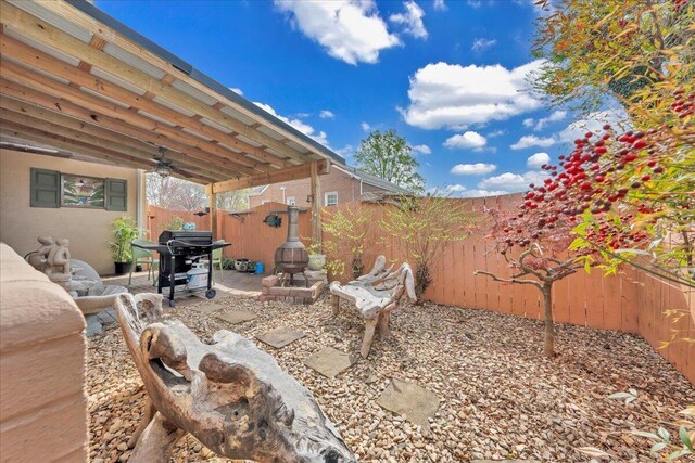 721 Mount Vernon Ave, Salem, VA 24153 - view of yard with a fenced backyard, ceiling fan, and a patio area