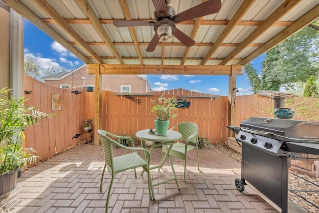 721 Mount Vernon Ave, Salem, VA 24153 - view of patio / terrace featuring a fenced backyard, visible vents, area for grilling, and ceiling fan