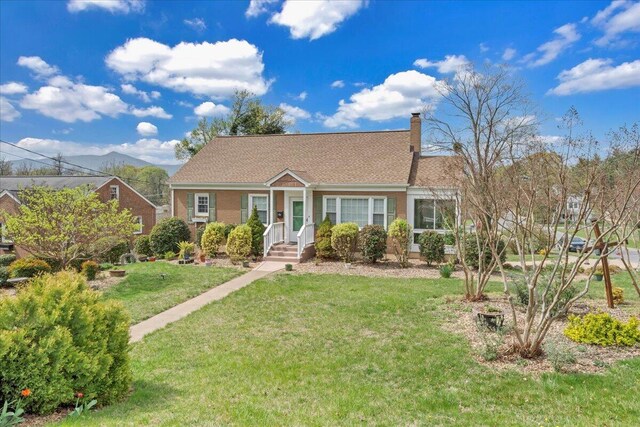 721 Mount Vernon Ave, Salem, VA 24153 - view of front of property featuring a chimney, a mountain view, and a front lawn