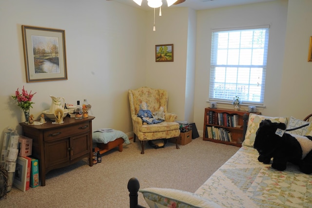 bedroom with carpet floors and multiple windows