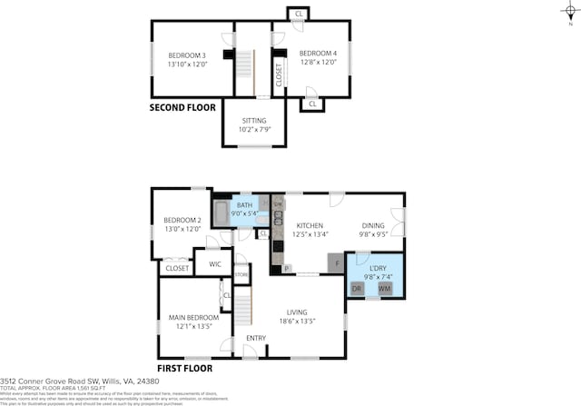 3512 Conner Grove Rd SW, Willis, VA 24380 - home floor plan
