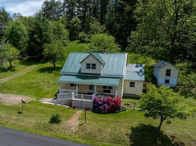 3512 Conner Grove Rd SW, Willis, VA 24380 - view of front facade with a porch, a front yard, and metal roof