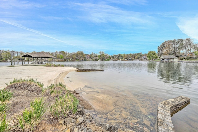 property view of water featuring a gazebo