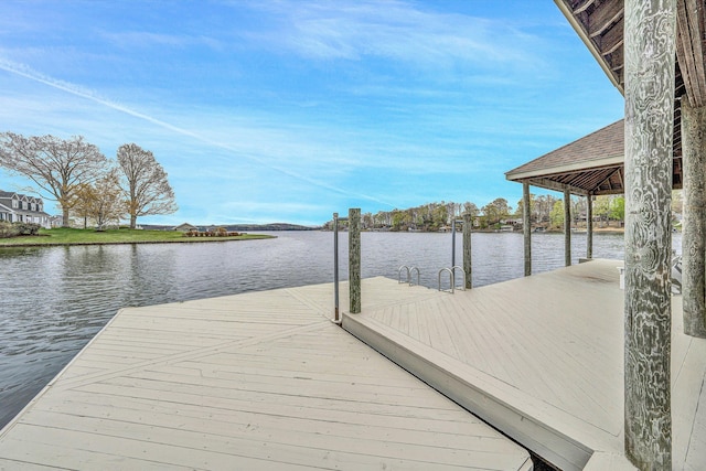 view of dock featuring a water view