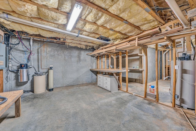 unfinished below grade area with water heater