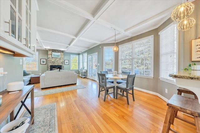 20 Ohara Dr, Daleville, VA 24083 - dining space featuring a healthy amount of sunlight, light wood-style floors, baseboards, and coffered ceiling