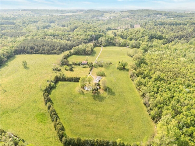 aerial view with a rural view and a forest view