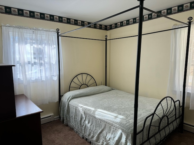 1615 Dolly Ann Dr, Covington, VA 24426 - bedroom with dark carpet and a baseboard heating unit
