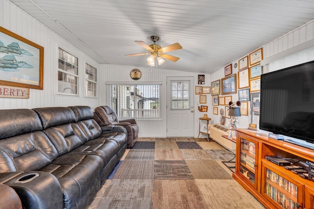 10131 Sontag Rd, Martinsville, VA 24112 - living area with a wall unit AC and ceiling fan