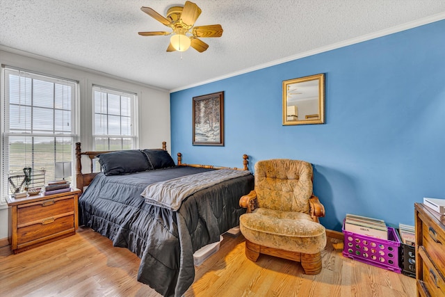 10131 Sontag Rd, Martinsville, VA 24112 - bedroom with a textured ceiling, ornamental molding, wood finished floors, and a ceiling fan
