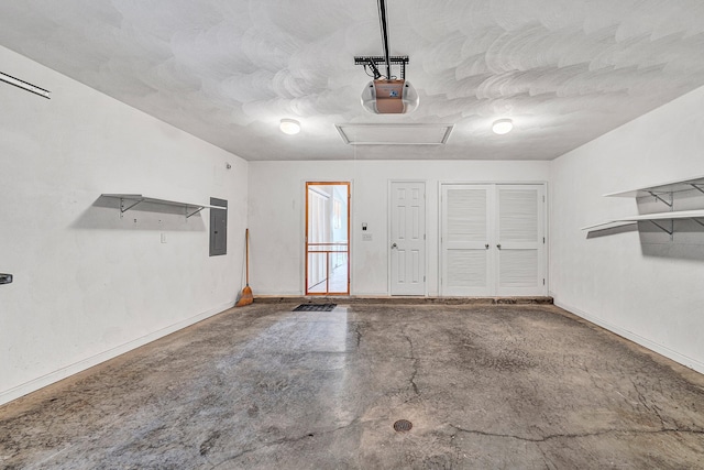 6815 Cee St, Roanoke, VA 24019 - garage with baseboards, a garage door opener, and electric panel