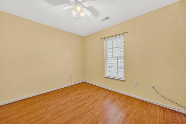 6815 Cee St, Roanoke, VA 24019 - empty room featuring visible vents, a ceiling fan, light wood finished floors, and baseboards