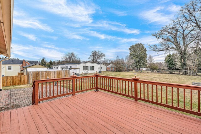 1714 Orchard Dr, Salem, VA 24153 - wooden terrace with a yard, a residential view, and a fenced backyard