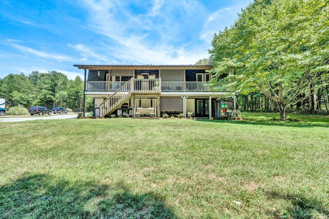 113 Lake Park Dr, Union Hall, VA 24176 - back of house with a lawn and stairs