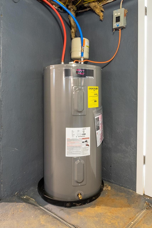 utility room with water heater