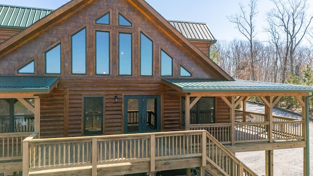 exterior space with metal roof