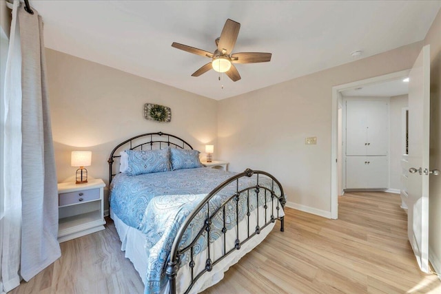 1791 Windlass Rd, Moneta, VA 24121 - bedroom with ceiling fan, baseboards, and light wood-style floors