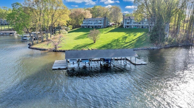 1791 Windlass Rd, Moneta, VA 24121 - dock area with a yard and a water view