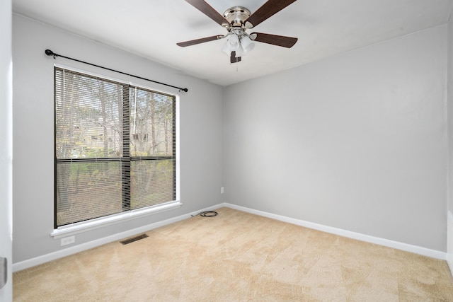 7222 Woods Crossing Dr, Roanoke, VA 24018 - carpeted empty room with visible vents, baseboards, and a ceiling fan