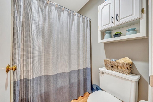 114 Waterside Cir Unit B-6, Moneta, VA 24121 - bathroom featuring toilet, a shower with curtain, and wood finished floors