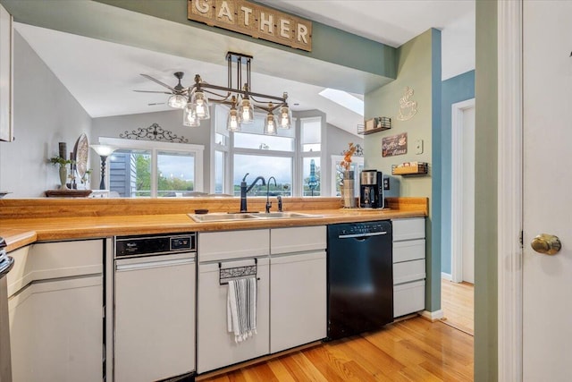 114 Waterside Cir Unit B-6, Moneta, VA 24121 - kitchen featuring dishwasher, a sink, white cabinets, plenty of natural light, and lofted ceiling