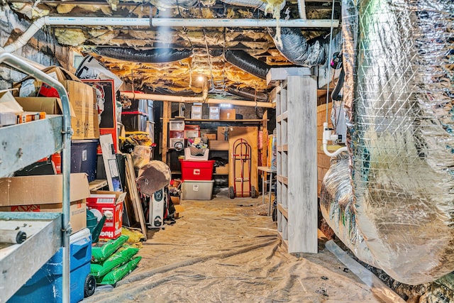 view of unfinished basement
