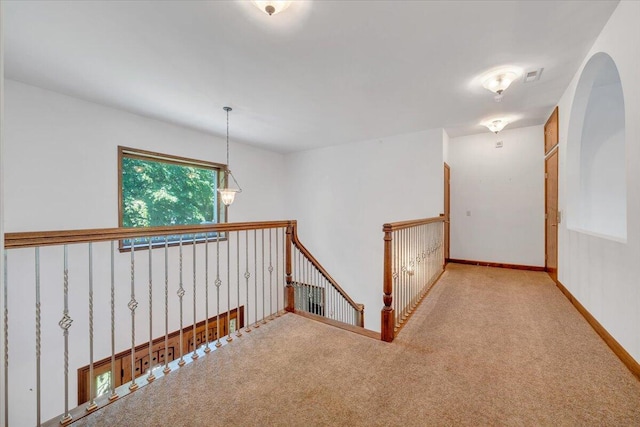 723 Fox Chase Rd, Wirtz, VA 24184 - corridor featuring an upstairs landing and carpet flooring