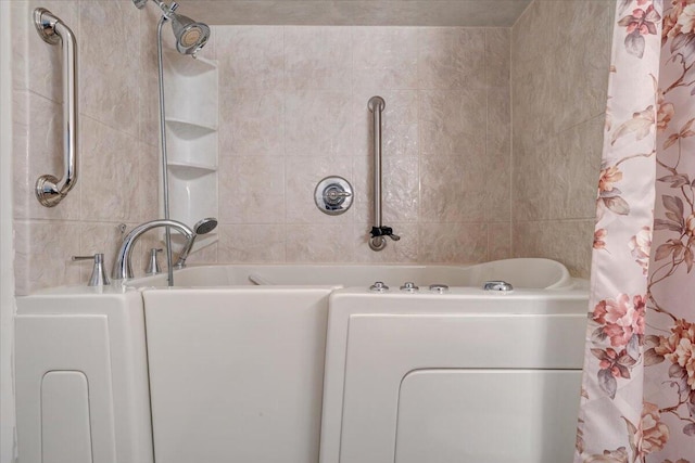 723 Fox Chase Rd, Wirtz, VA 24184 - bathroom featuring tile walls