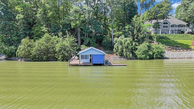 723 Fox Chase Rd, Wirtz, VA 24184 - dock with a water view and a lawn