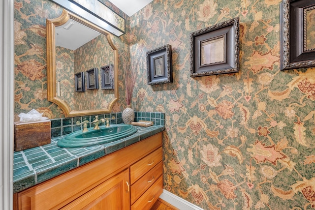 3649 Peakwood Dr SW, Roanoke, VA 24014 - bathroom with vanity and wallpapered walls