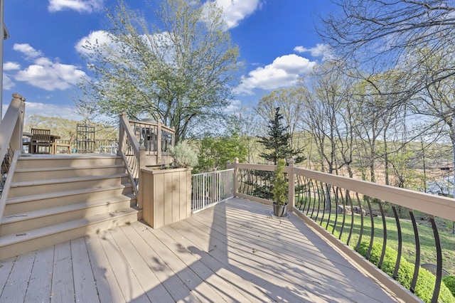 3649 Peakwood Dr SW, Roanoke, VA 24014 - wooden terrace featuring stairs