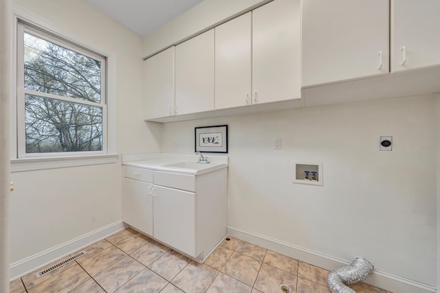 3649 Peakwood Dr SW, Roanoke, VA 24014 - laundry room featuring cabinet space, hookup for an electric dryer, hookup for a washing machine, and light tile patterned flooring