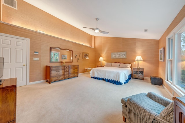 3649 Peakwood Dr SW, Roanoke, VA 24014 - bedroom featuring carpet, lofted ceiling, multiple windows, and a ceiling fan