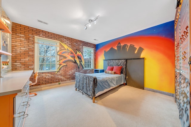 3649 Peakwood Dr SW, Roanoke, VA 24014 - bedroom with brick wall and carpet