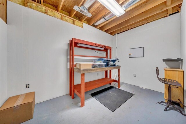 view of unfinished basement