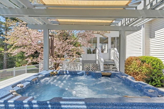 exterior details featuring a jacuzzi