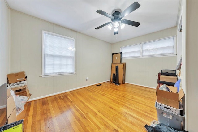 1944 Burma Rd, Salem, VA 24153 - miscellaneous room with visible vents, wood-type flooring, a ceiling fan, and baseboards