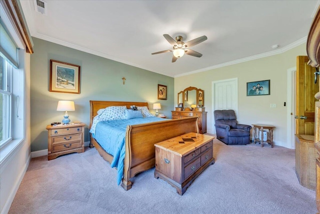 398 River Ridge Rd SE, Copper Hill, VA 24079 - bedroom with light colored carpet, ornamental molding, multiple windows, and baseboards
