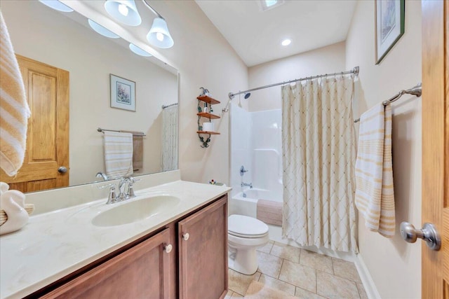 398 River Ridge Rd SE, Copper Hill, VA 24079 - full bath featuring toilet, tile patterned floors, vanity, and shower / bathtub combination with curtain